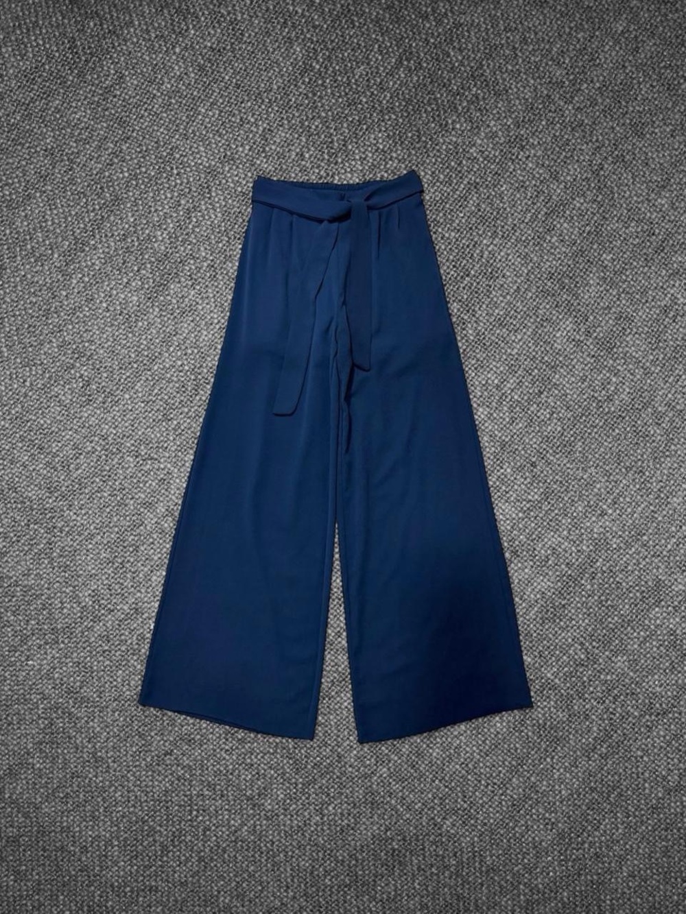 Papaya Navy Blue High Waist Wide Leg Tie Waist Pants